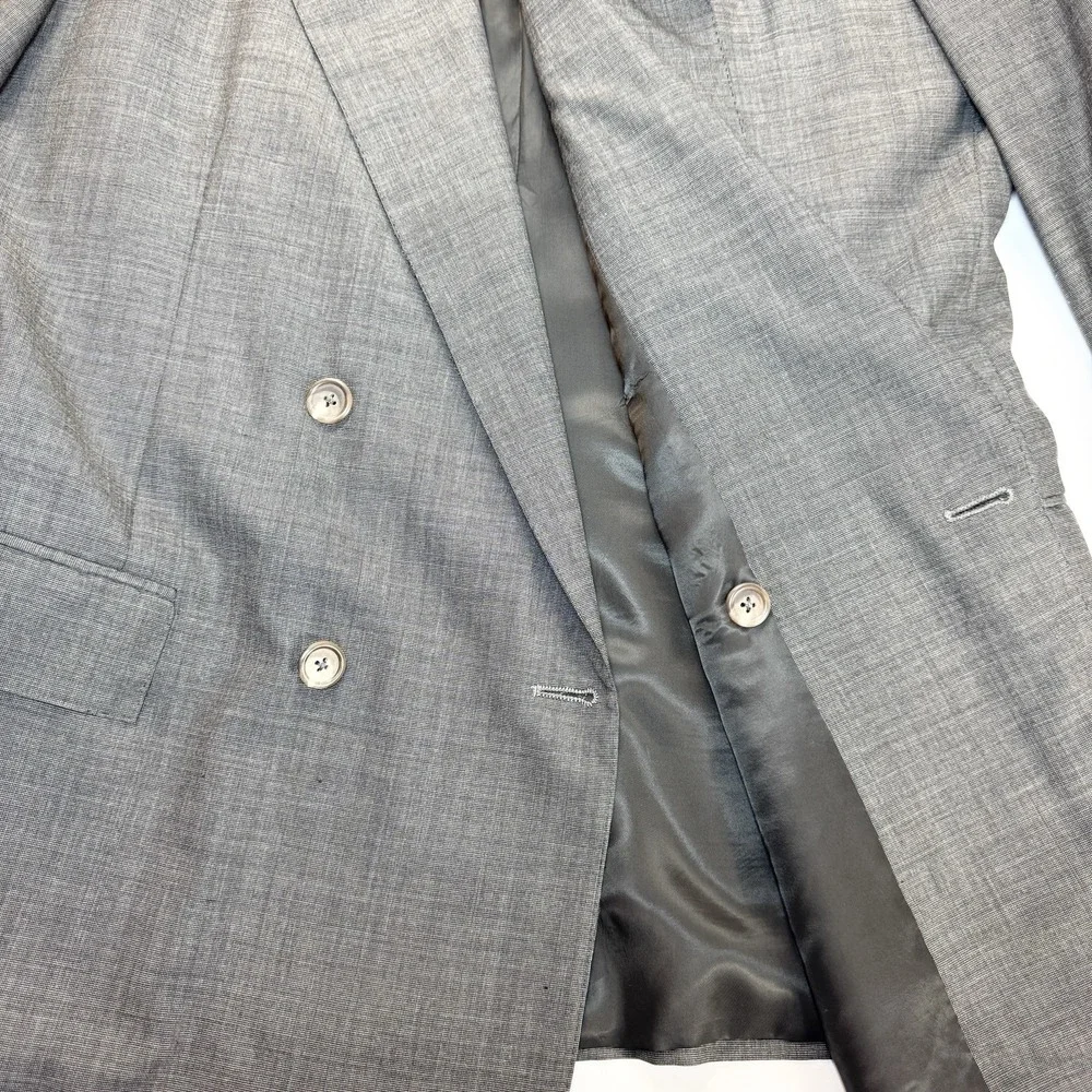 Vtg Polo Ralph Lauren Suit Jacket 42XL Relaxed Fit Double Breasted Wool 90s Gray